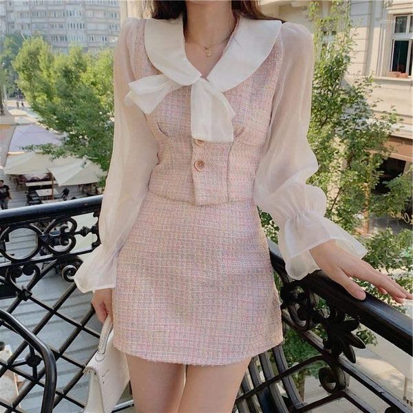 two piece dress women elegant casual two-piece suit double-layer doll collar tweed bow + skirt spring autumn chic sweet ladies set1, White
two piece dress women elegant casual two-piece suit double-layer doll collar tweed bow + skirt spring autumn chic sweet ladies set1, White