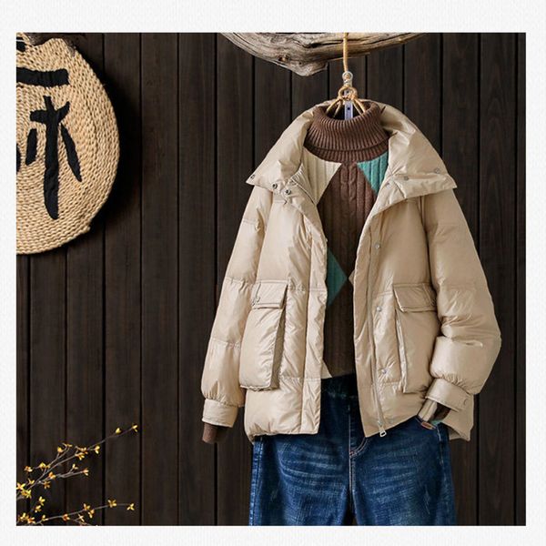 2020 autumn winter women coats women's jacket casual loose white duck high collar down jackets ladies coat c1204, Black 
2020 autumn winter women coats women's jacket casual loose white duck high collar down jackets ladies coat c1204, Black