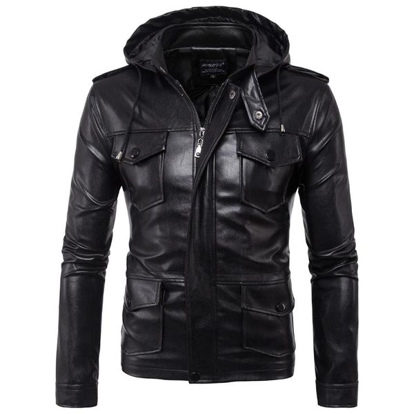 2021 europe united states men's motorcycle hooded jacket men leather jacket multi-pocket cargo coat leather coats, Black
2021 europe united states men's motorcycle hooded jacket men leather jacket multi-pocket cargo coat leather coats, Black