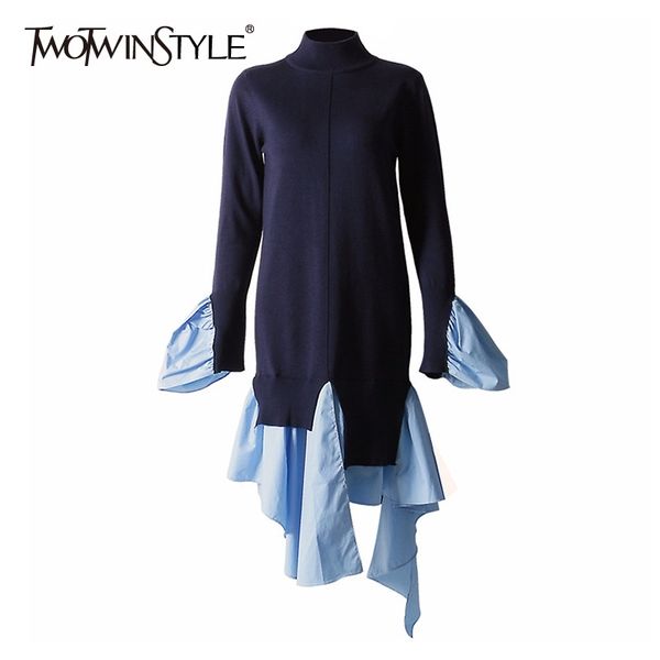 twotwinstyle patchwork casual sweater for women o neck long sleeve irregular hem loose sweater female fall fashion new tide 201030, White
twotwinstyle patchwork casual sweater for women o neck long sleeve irregular hem loose sweater female fall fashion new tide 201030, White
