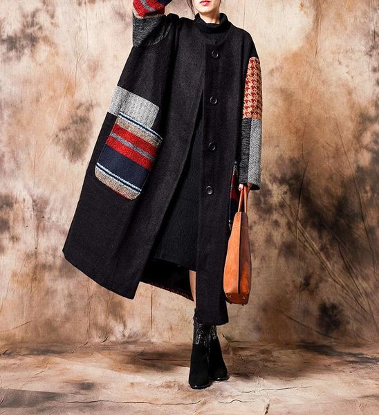 2021 and women's clothing shop wool splicing character paragraph dust coat grows more coat to keep warm round collar1, Black
2021 and women's clothing shop wool splicing character paragraph dust coat grows more coat to keep warm round collar1, Black
