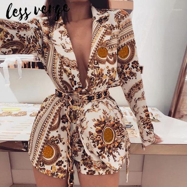 two piece dress lessverge floral print gold 2 set women blazer shorts long sleeve v neck coat suit winter outfits ensemble1, White
two piece dress lessverge floral print gold 2 set women blazer shorts long sleeve v neck coat suit winter outfits ensemble1, White