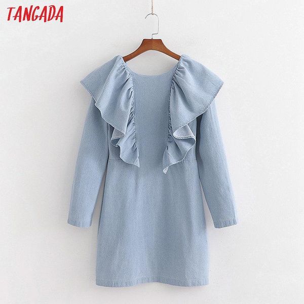 tangada fashion women blue denim jeans dress ruffles backless long sleeve ladies vintage short dress vestidos 1d301, Black;gray
tangada fashion women blue denim jeans dress ruffles backless long sleeve ladies vintage short dress vestidos 1d301, Black;gray