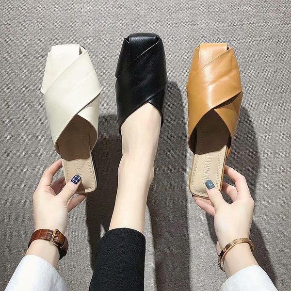 slippers women pu leather square toe mules 2021 low heel fashion sandals casual outside drags slides b2251, Black
slippers women pu leather square toe mules 2021 low heel fashion sandals casual outside drags slides b2251, Black