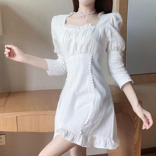 casual dresses one-piece korean style women 2021 white chiffon elegant dress sweet party mini female sleeve fall, Black;gray
casual dresses one-piece korean style women 2021 white chiffon elegant dress sweet party mini female sleeve fall, Black;gray