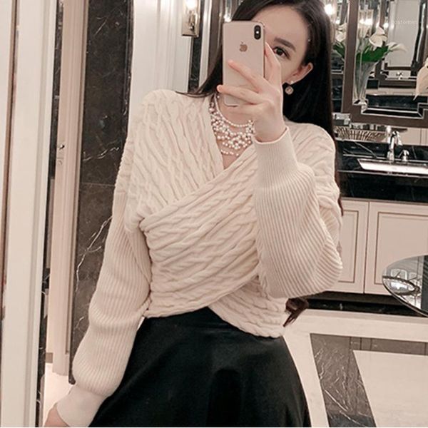 spring autumn winter new casual v-neck knitted women clothing long sleeve solid cross pullover casual sweaters pull femme1, White;black
spring autumn winter new casual v-neck knitted women clothing long sleeve solid cross pullover casual sweaters pull femme1, White;black