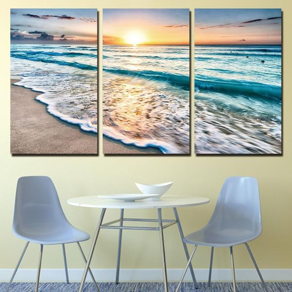 paintings hd prints canvas living room wall art pictures 3 pieces beach sea waves sunset home decor framework poster 
paintings hd prints canvas living room wall art pictures 3 pieces beach sea waves sunset home decor framework poster