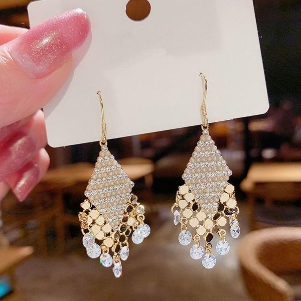 dangle & chandelier korean geometric zircon tassel drop earrings for women 2021 jewelry delicate earings, Silver
dangle & chandelier korean geometric zircon tassel drop earrings for women 2021 jewelry delicate earings, Silver