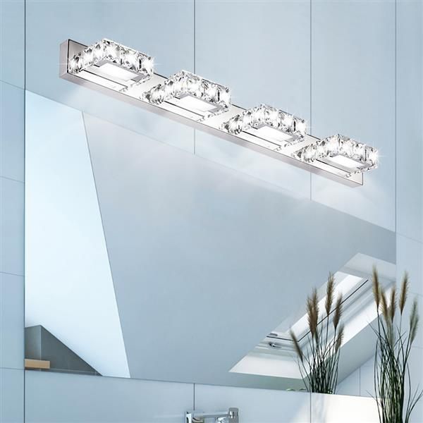 12w Nodic Art Decor Lighting Modern Waterproof Mirror Wall Led Light Bathroom Square Luxury Four Lights Crystal Sconce Crystal Lamp Indoor