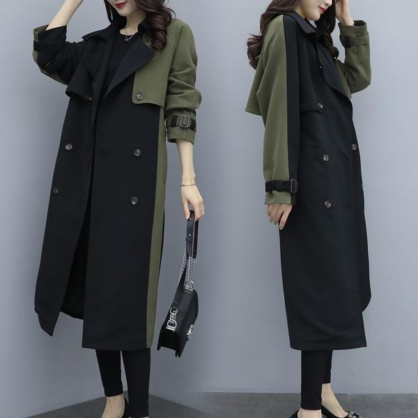 women's trench coats 2021 spring autumn british style european long vintage patchwork coat armygreen female windbreaker outerwear m176, Tan;black
women's trench coats 2021 spring autumn british style european long vintage patchwork coat armygreen female windbreaker outerwear m176, Tan;black