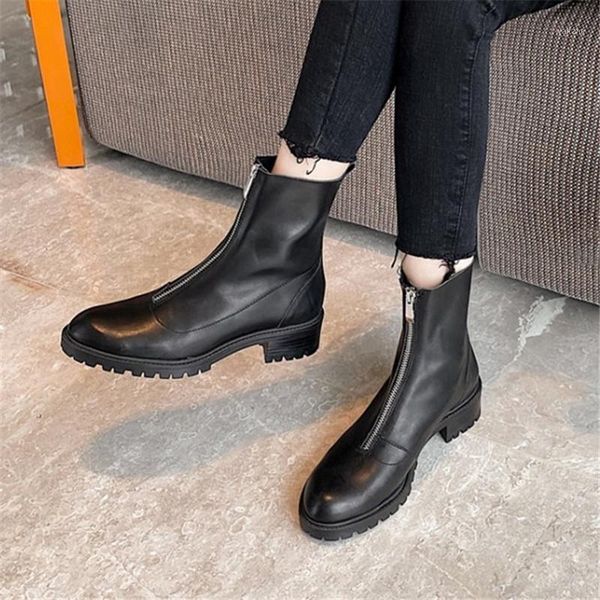pxelena handmade 2020 autumn winter genuine leather ankle boots women front zip med heels soft cozy motorcycle boots lady shoes1, Black
pxelena handmade 2020 autumn winter genuine leather ankle boots women front zip med heels soft cozy motorcycle boots lady shoes1, Black