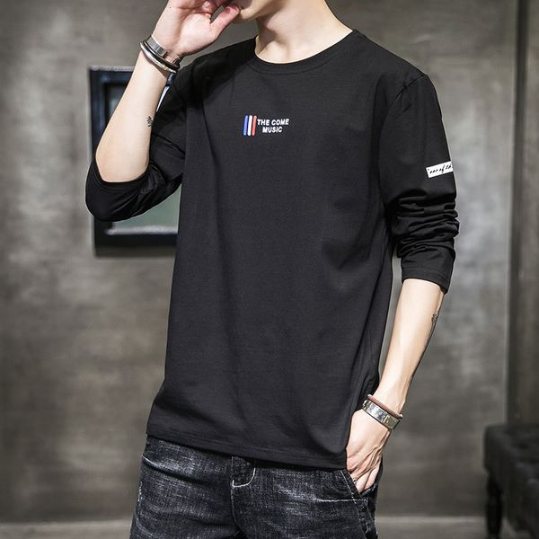 men's long sleeve t-shirt in autumn 2020, White;black