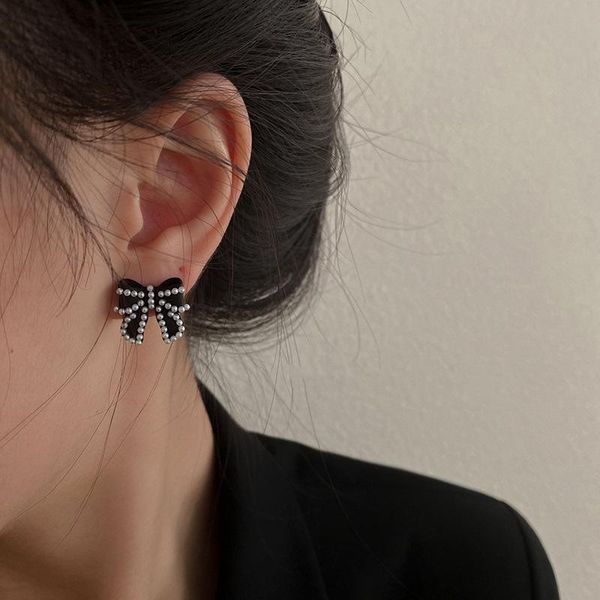 stud sweet pearl bow temperament versatile small lovely ear pin earring female s925, Golden;silver
stud sweet pearl bow temperament versatile small lovely ear pin earring female s925, Golden;silver