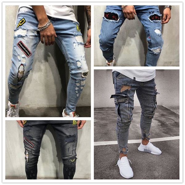 men designers casual fashion street trend hip-hop new style hole slim men's jeans men s clothing, Blue
men designers casual fashion street trend hip-hop new style hole slim men's jeans men s clothing, Blue