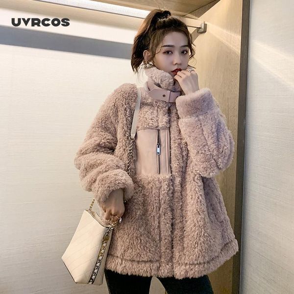 uvrcos autumn winter warm lamb fur coat jacket women's korean loose thickened deerskin plush all in one motorcycle fashion c, Black
uvrcos autumn winter warm lamb fur coat jacket women's korean loose thickened deerskin plush all in one motorcycle fashion c, Black