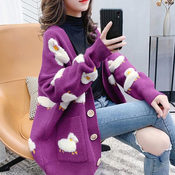 autumn winter women oversized knitting cardigan coat cute sheep buttons front with pocket loose sweater casual jackets, White
autumn winter women oversized knitting cardigan coat cute sheep buttons front with pocket loose sweater casual jackets, White