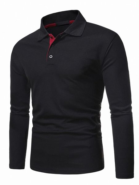 men button up polo shirt d1ee#, White;black 
men button up polo shirt d1ee#, White;black