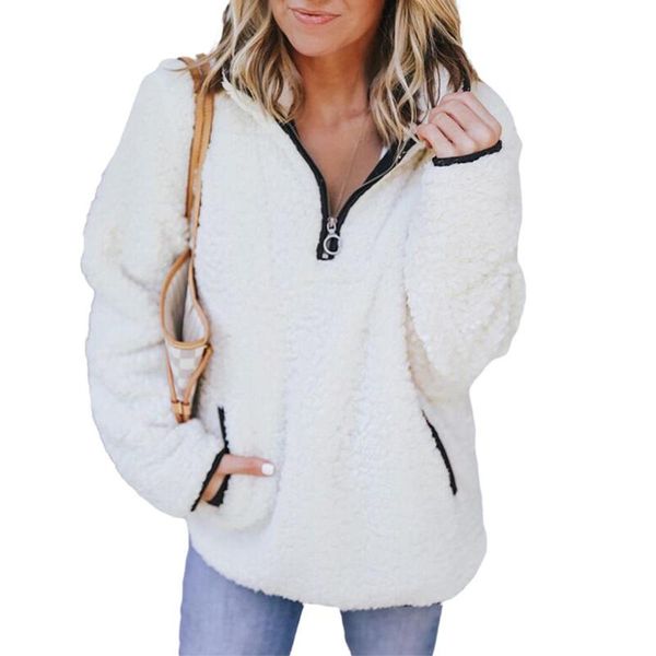 women warm woolen pullover long sleeve zipper stand collar sweatshirt female autumn/winter pocket sweatsirt s-xl, Black
women warm woolen pullover long sleeve zipper stand collar sweatshirt female autumn/winter pocket sweatsirt s-xl, Black