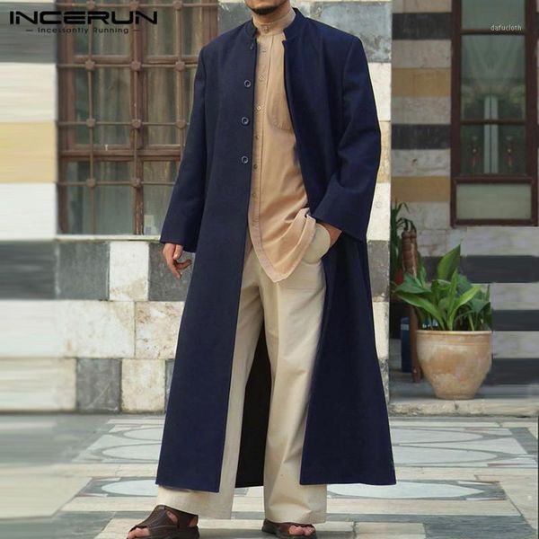 fashion buttons long style thick overcoats incerun winter coats mens solid color blends man long sleeve stand collar trench 5xl71, Black
fashion buttons long style thick overcoats incerun winter coats mens solid color blends man long sleeve stand collar trench 5xl71, Black