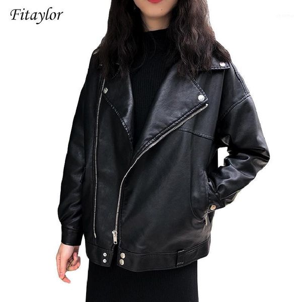 fitaylor 2020 spring women green loose faux leather jacket casual female pu leather jackets outwear motor zipper ladies coats1, Black
fitaylor 2020 spring women green loose faux leather jacket casual female pu leather jackets outwear motor zipper ladies coats1, Black