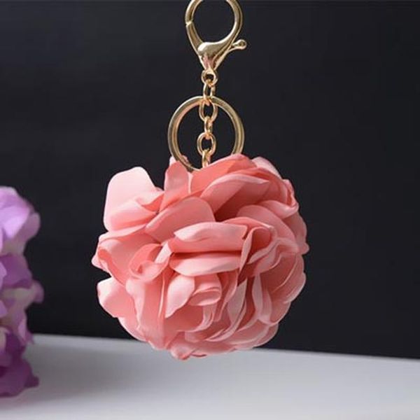 12pcs Dozen Whole Sale Rose Flowers Keychain Bag Pendant Car Accessory Charm For Women Buckle Key Ring Porte Clef Eh591c H Bbybcb