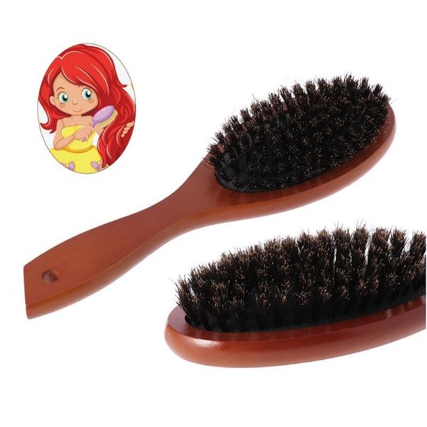 antistatic bristle hair brush comb wooden handle massage head hair care salon antistatic jllcjm, Silver