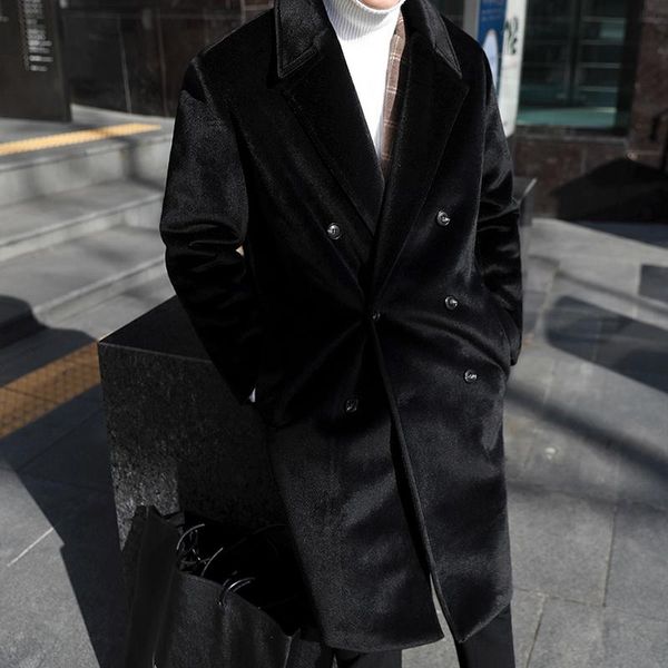 men's wool & blends solid lapel woolen coat korean loose long double-breasted winter warmth slim plus size boy 2021, Black
men's wool & blends solid lapel woolen coat korean loose long double-breasted winter warmth slim plus size boy 2021, Black