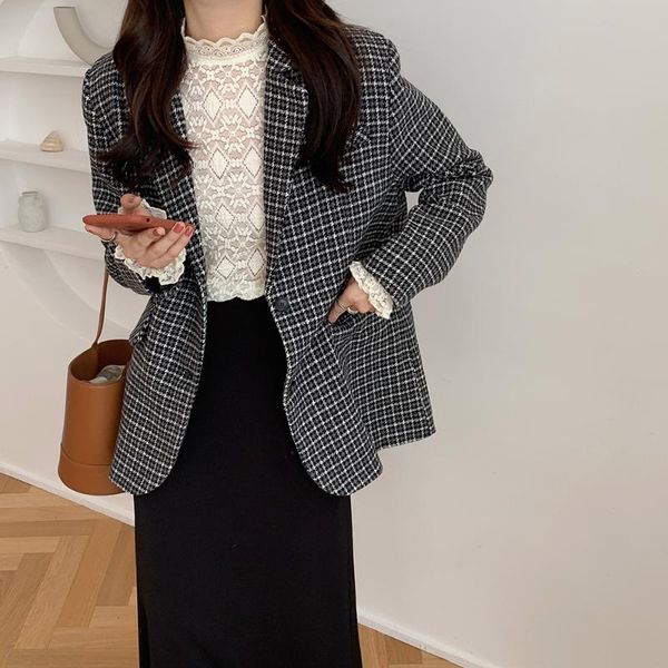 women's suits & blazers hzirip notched vintage plaid woolen blazer jacket minimalist autumn winter classic formal women warm suit coat, White;black
women's suits & blazers hzirip notched vintage plaid woolen blazer jacket minimalist autumn winter classic formal women warm suit coat, White;black