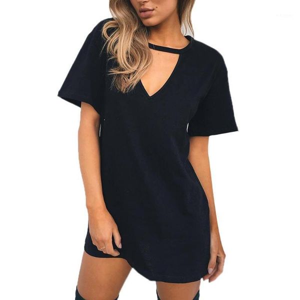 fashion women solid color v neck short sleeve casual loose t-shirt dress polyester spandex women's dress size s-3xl1, Black;gray
fashion women solid color v neck short sleeve casual loose t-shirt dress polyester spandex women's dress size s-3xl1, Black;gray