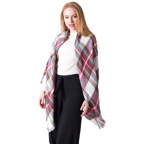 women's plaid scarf blanket warm and comfortable shawl cloak ladies' scarves, Blue;gray
women's plaid scarf blanket warm and comfortable shawl cloak ladies' scarves, Blue;gray