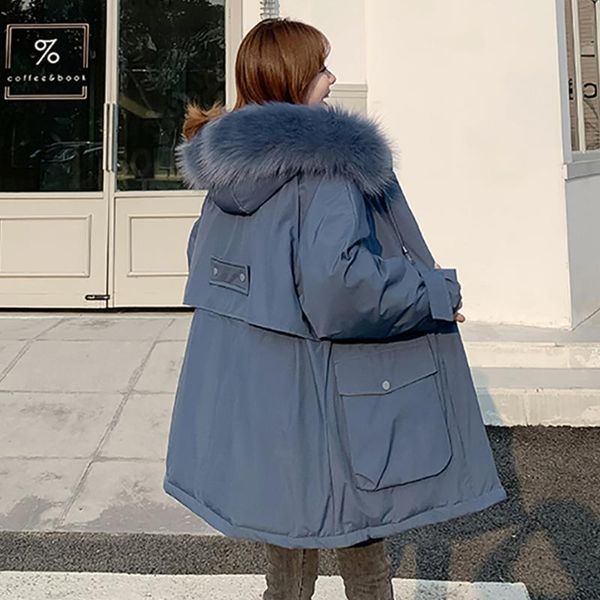 women's down & parkas korean style winter long jacket oversize loose 2021 female overcoat parka hooded with fur big pockets warm solid, Black
women's down & parkas korean style winter long jacket oversize loose 2021 female overcoat parka hooded with fur big pockets warm solid, Black