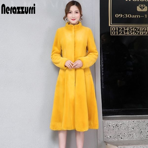 nerazzurri fit and flare faux fur coat women long sleeve yellow grey fake rabbit fur overcoat winter plus size fluffy furry coat 201110, Black
nerazzurri fit and flare faux fur coat women long sleeve yellow grey fake rabbit fur overcoat winter plus size fluffy furry coat 201110, Black