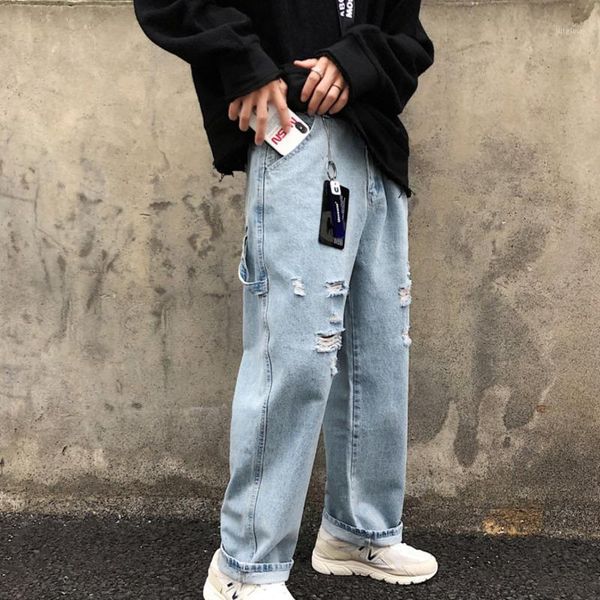 2019 men's summer new casual simple hole jeans men loose temperament trend cotton blue hip hop streetwear s-2xl1
2019 men's summer new casual simple hole jeans men loose temperament trend cotton blue hip hop streetwear s-2xl1