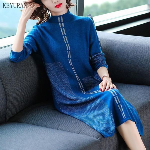 female blue long sleeve turtleneck knitting sweater 2021 autumn plus size women vintage sweater winter elegant casual warm dress1, White;black
female blue long sleeve turtleneck knitting sweater 2021 autumn plus size women vintage sweater winter elegant casual warm dress1, White;black
