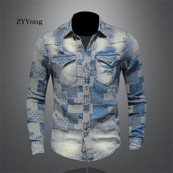 zyyong lapel patch retro men denim shirt literary personality lattice motorcycle style casual long sleeve thin coat c1211, White;black
zyyong lapel patch retro men denim shirt literary personality lattice motorcycle style casual long sleeve thin coat c1211, White;black