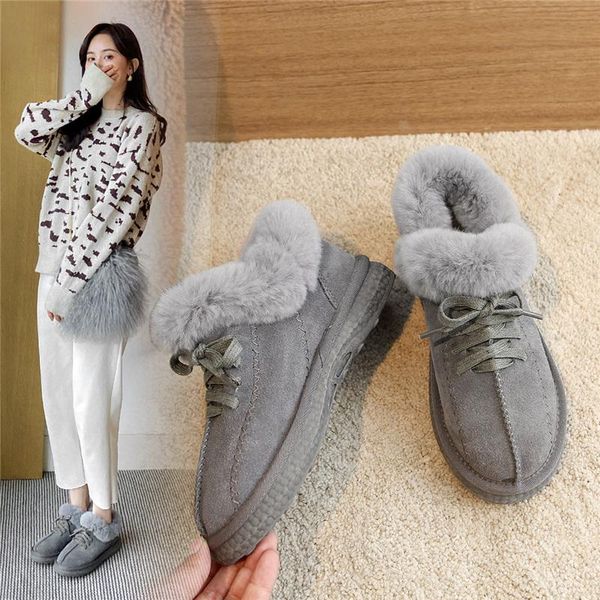 2020 snow boots women's new winter shoes wild korean short boots flat bottom plush warm shoes fur cow-suede-leather, Black
2020 snow boots women's new winter shoes wild korean short boots flat bottom plush warm shoes fur cow-suede-leather, Black