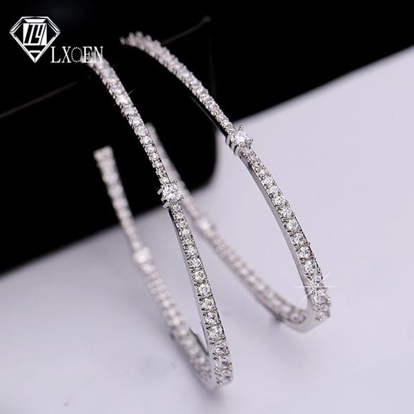 lxoen luxury zirconia big women hoops with white gold color shining crystal round hoop earrings for wedding party, Golden;silver
lxoen luxury zirconia big women hoops with white gold color shining crystal round hoop earrings for wedding party, Golden;silver