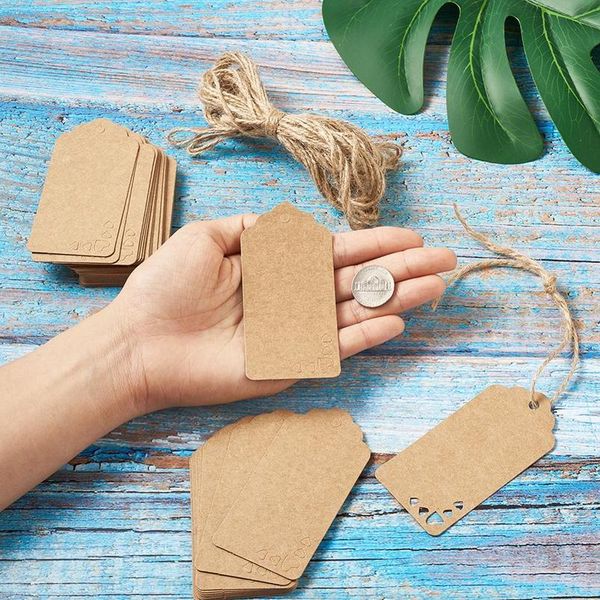 Jewelry Display Kraft Paper Price Tags With Hemp Rope Burlywood, 9x4.5x0.03cm; About 100pcs/bag Jewelry Bbybfh