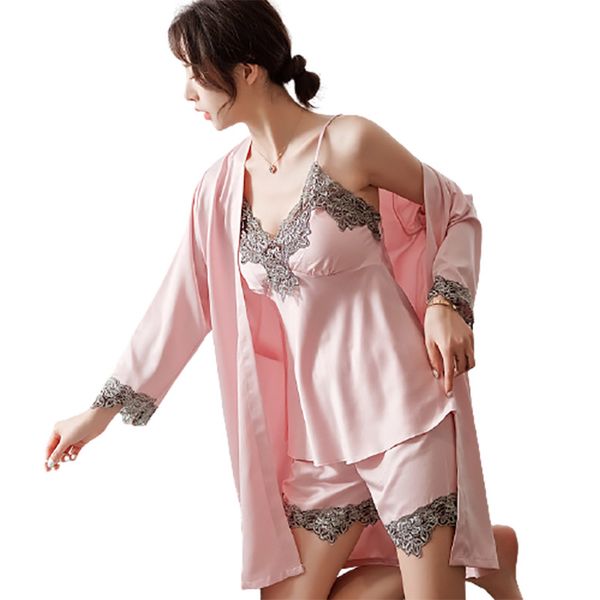 4pcs silk satin lace gathered nightdress sets erotic sleepwear bathrobe pyjamas night robe babydolls lingerie temptation, Black;white
4pcs silk satin lace gathered nightdress sets erotic sleepwear bathrobe pyjamas night robe babydolls lingerie temptation, Black;white