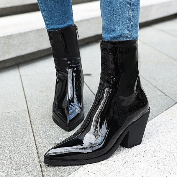 boots aiweiyi high heels shoes woman patent leather pointed toe female ankle platform women winter footwear, Black
boots aiweiyi high heels shoes woman patent leather pointed toe female ankle platform women winter footwear, Black