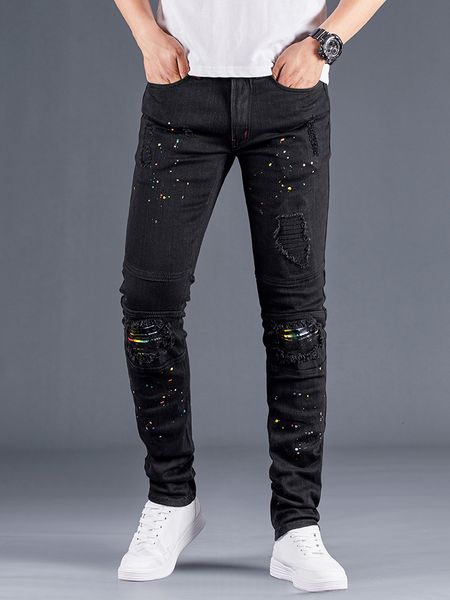 2020 mens zipper holes jeans black ripped slim fit represen pencil pants new arrivl black men jeans denim pants young trousers, Blue
2020 mens zipper holes jeans black ripped slim fit represen pencil pants new arrivl black men jeans denim pants young trousers, Blue