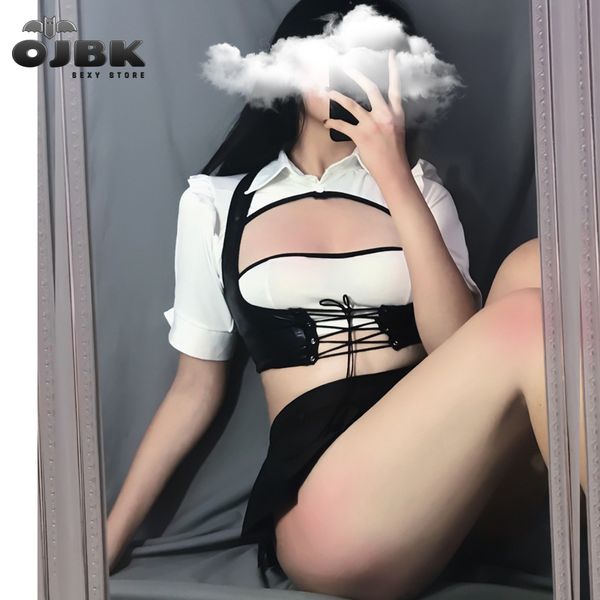 2020 new unique japanese jk erotic uniform women with pu leather tank super mini skirt babydoll open chest cosplay costumes, Red;black
2020 new unique japanese jk erotic uniform women with pu leather tank super mini skirt babydoll open chest cosplay costumes, Red;black