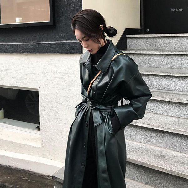 long streetwear new cool women loose belt pu leather windbreaker trench coat slim autumn jacket1, Black
long streetwear new cool women loose belt pu leather windbreaker trench coat slim autumn jacket1, Black