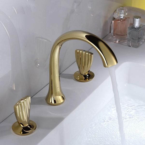 bathroom sink faucets luxury gold brass faucet three holes two handles basin mixer cold water exquisite tap
bathroom sink faucets luxury gold brass faucet three holes two handles basin mixer cold water exquisite tap