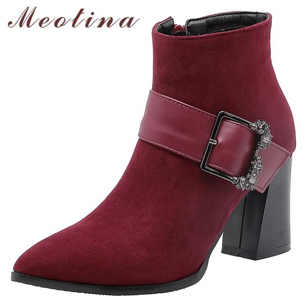 meotina women boots winter ankle boots zipper thick high heels short buckle pointed toe shoes ladies autumn big size 34-46, Black
meotina women boots winter ankle boots zipper thick high heels short buckle pointed toe shoes ladies autumn big size 34-46, Black