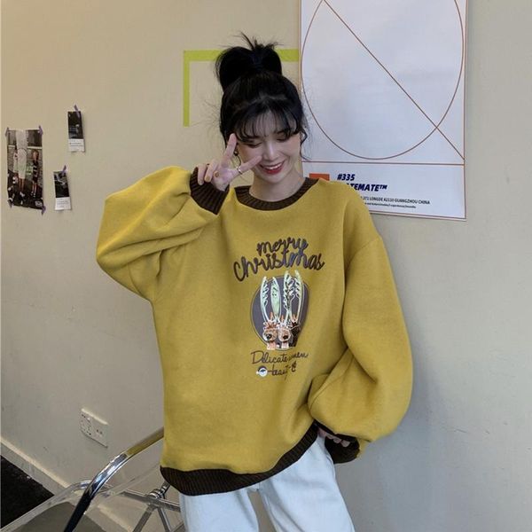 autumn new korean-style round-neck women's sweatshirt hd cartoon print loose-fit fit plus size sweatshirt thick velvet 6735#, Black
autumn new korean-style round-neck women's sweatshirt hd cartoon print loose-fit fit plus size sweatshirt thick velvet 6735#, Black