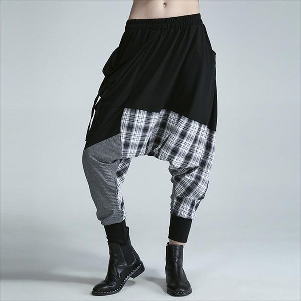 women elastic waist baggy low crotch trousers plaid striped long hip hop casual loose harem pants joggers plus size streetwear, Black;white
women elastic waist baggy low crotch trousers plaid striped long hip hop casual loose harem pants joggers plus size streetwear, Black;white