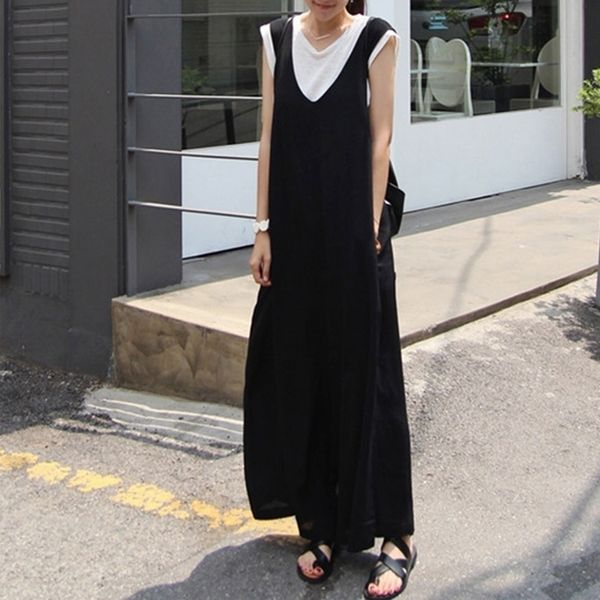 women's summer wide leg pants new cotton black loose long casual suspender korean japanese simple style jumpsuit overall romper y200904, Black;white
women's summer wide leg pants new cotton black loose long casual suspender korean japanese simple style jumpsuit overall romper y200904, Black;white