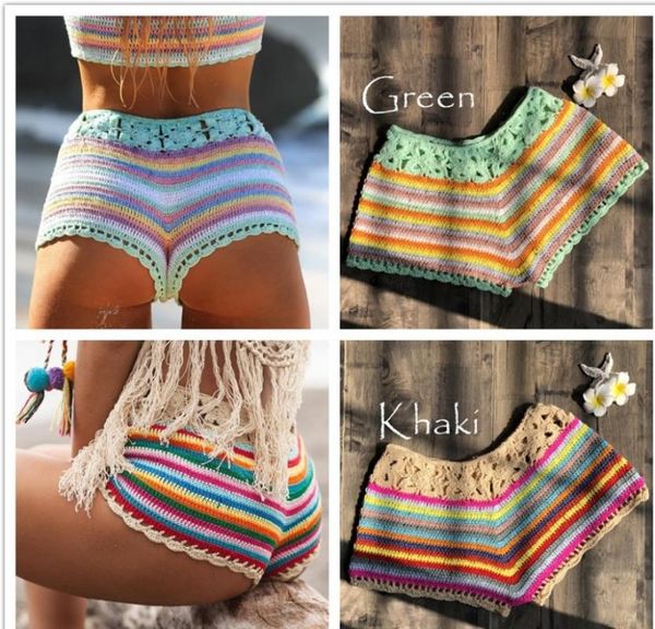 2021 new women rainbow knit crochet shorts beach bikini swimwear cover ups shorts ladies summer mini short bottoms cover up, White;black
2021 new women rainbow knit crochet shorts beach bikini swimwear cover ups shorts ladies summer mini short bottoms cover up, White;black