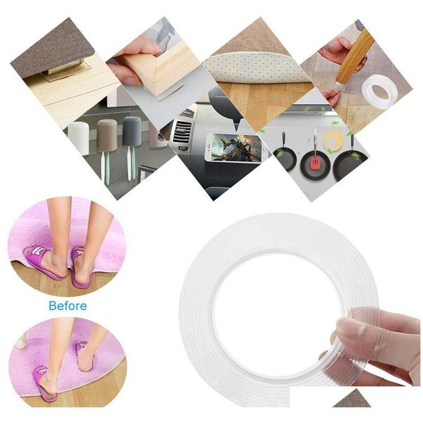 1/2/3/5m Reusable Double-sided Adhesive Nano Traceless Tape Removable Sticker Washable Adhe Sqcfcl Sports2010